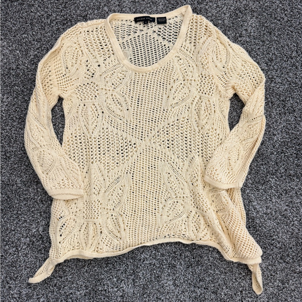 JEANNE PIERRE Women's Cream Open-Knit Sweater